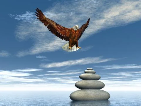Peaceful eagle - 3D render Stock Illustration