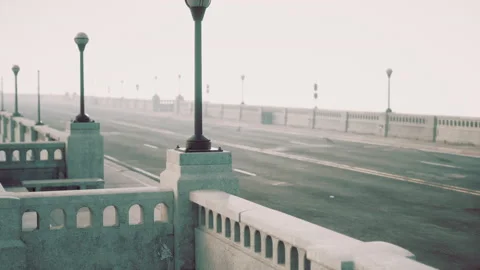 Peaceful empty road on the bridge Stock Footage 236453790