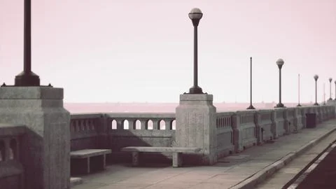 Peaceful empty road on the bridge Illustrazione stock