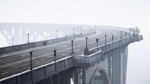 Peaceful empty road on the bridge Illustrazione stock