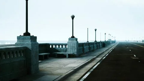 Peaceful empty road on the bridge Illustrazione stock