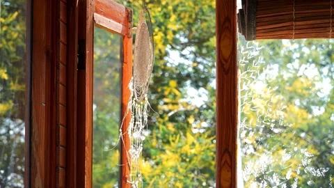 Peaceful Feeling Dreamcatcher hanging on the window 4K Royaltyfree Video Stock Footage 265217236
