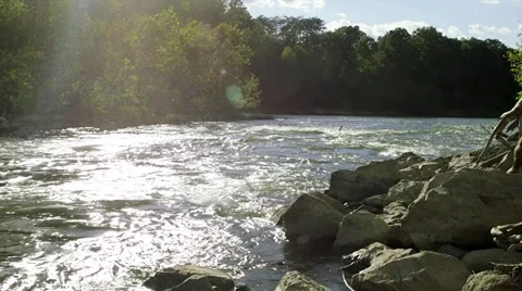 Peaceful flowing river Stock-Footage 32075272