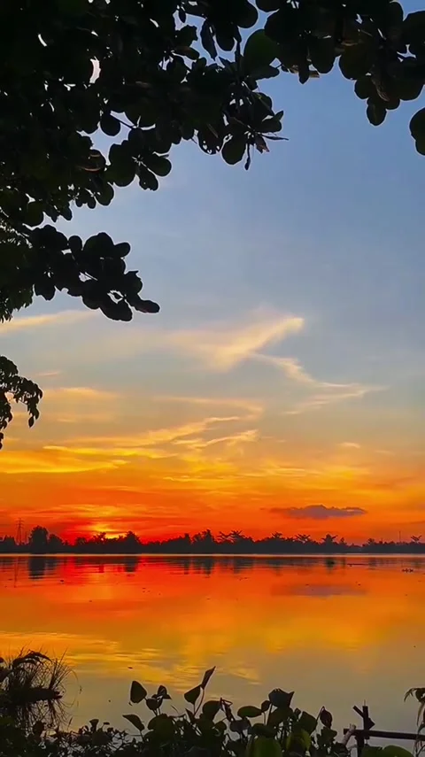 Peaceful Lakeside Sunset View Stock Footage 341629355