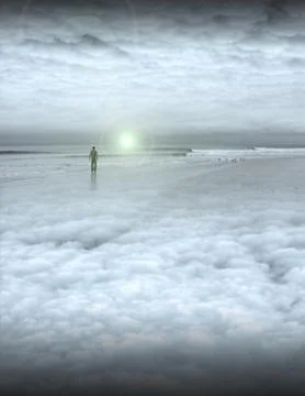 Peaceful man on beach Stock Illustration
