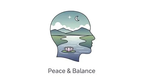 Peaceful mind landscape Stock Illustration