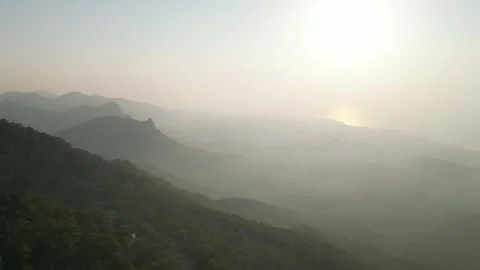 Peaceful Mist Over Mountain Layers Stock Footage 318830770