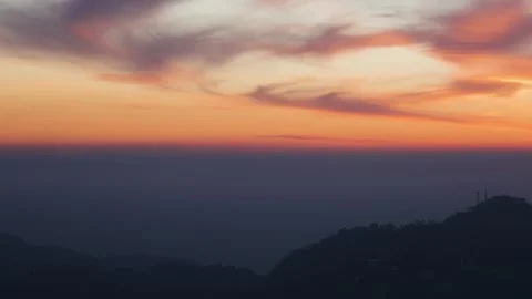 Peaceful mountain dramatic sunset view with mountain shadow Stock Footage 328706559