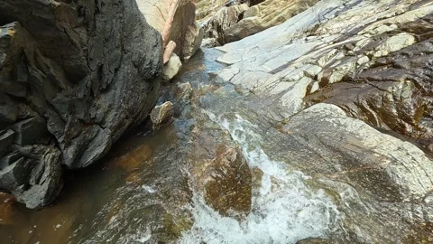 Peaceful Mountain Stream 4K - Serene Water Flowing Away for Zen &amp; Meditation Video stock 332147124