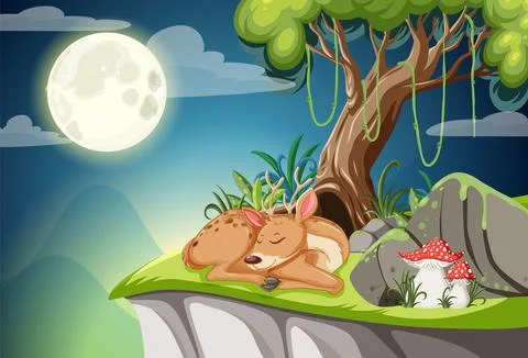 Peaceful Night Under the Moon Ilustração Stock