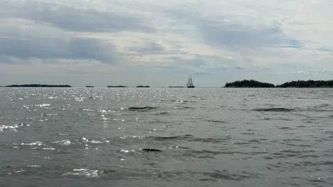 Peaceful Open water scenery, Cloudy Sky, Sweden, Archipelago Stock-Footage 341882362