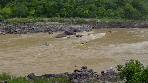 A Peaceful Paddle Through Rishikesh’s Waters Stock Footage 313564186