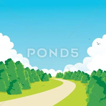 Peaceful Park Walkway Stock Illustration