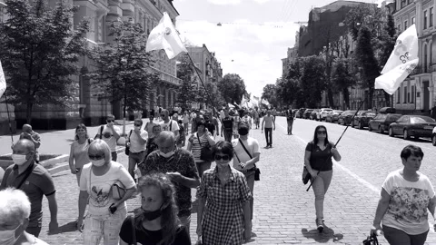 Peaceful procession, protest march against political persecution. Stock Footage 134156358