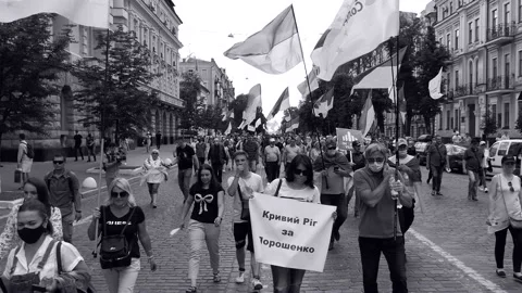 Peaceful procession, protest march, parade against political persecution. Stock Footage 134164141