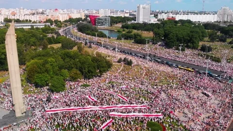 Peaceful protest demonstrations in Belarus Stock Footage 145129583