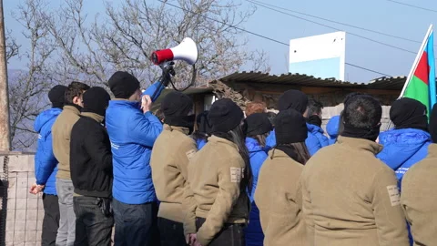Peaceful protest in the Lachin corridor Stock Footage 234145389