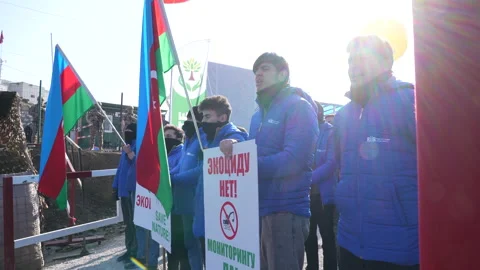 Peaceful protest in the Lachin corridor Stock Footage 234145579
