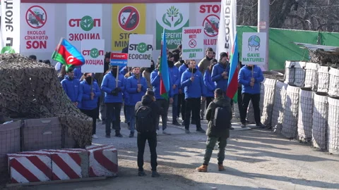 Peaceful protest in the Lachin corridor Stock Footage 234145857