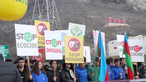 Peaceful protest in the Lachin corridor Stock Footage 234146247
