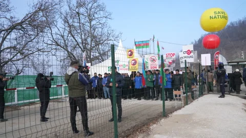 Peaceful protest in the Lachin corridor Stock Footage 234146333
