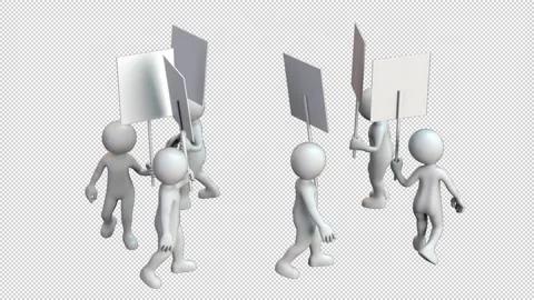 Peaceful protesters - 3d render looped with alpha channel. Stock Footage 167545933