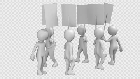 Peaceful protesters - 3d render looped with alpha channel. Stock Footage 168277352