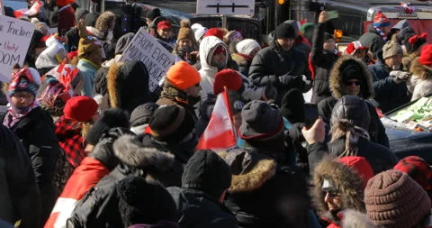Peaceful Protesters Crowd Dancing to Music with Audio Stock-Footage 170340831