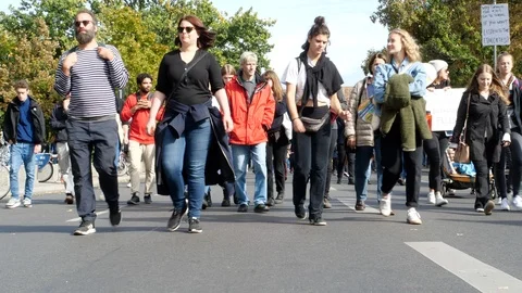 Peaceful  Protesters walking towards the Camera Stock Footage 116353137