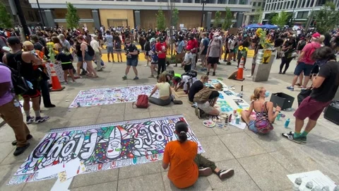 Peaceful protests in Washington, DC after the death of George Floyd Stock Footage 132084422