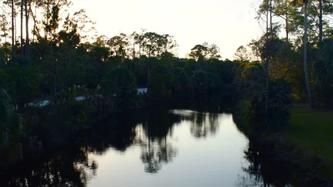 Peaceful river through a park Stock Footage 108642385