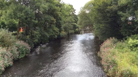 A PEACEFUL RIVER VIEW IN BEYENBURG GERMANY Stock Footage 79262592