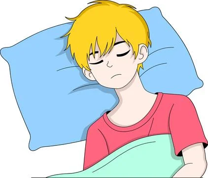 Peaceful Sleeping Boy Resting on Pillow Before Waking for Suhoor Stock Illustration
