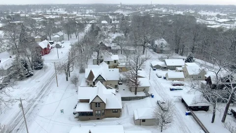 Peaceful small town under fresh snow, early morning in Winter. Stock Footage 104255138