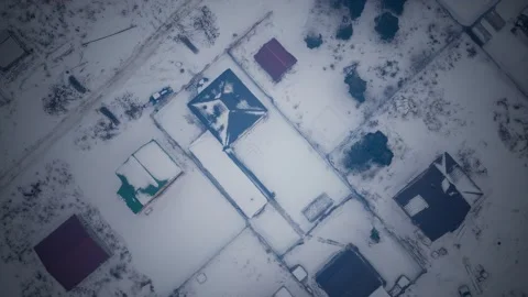 Peaceful small town under fresh snow early morning in Winter Stock Footage 129354573
