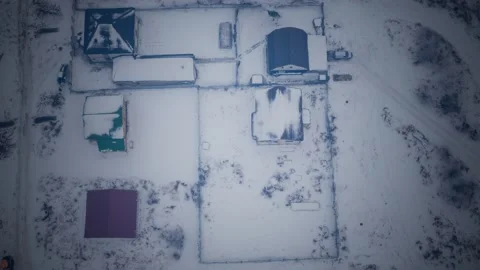 Peaceful small town under fresh snow early morning in Winter Stock Footage 141417001