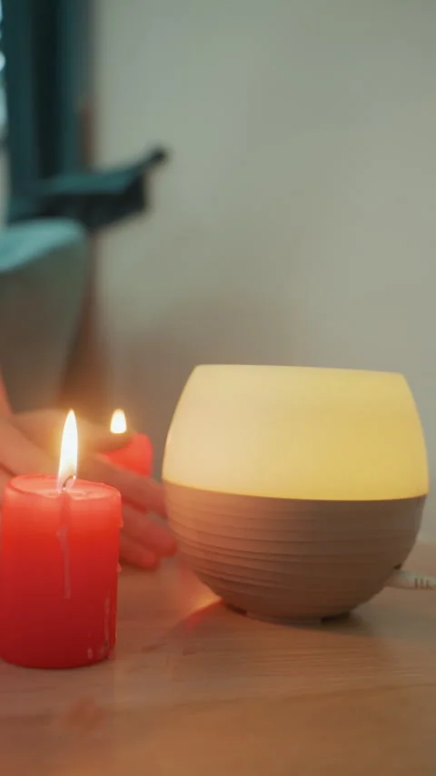 Peaceful spa moment. Tranquil setting with warm light for beauty treatments 스톡 동영상 329885838