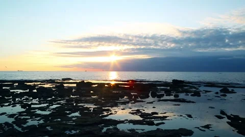Peaceful sunset by the sea Stock Footage 58670914