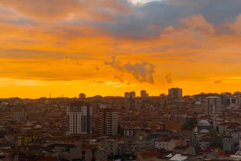 Peaceful sunset sky with clouds over the city, Istanbul Fotos Stock