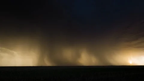 Peaceful Sunset Storm with Lightning Strikes Stock Footage 295187459