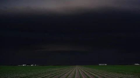 Peaceful Sunset Storm with Lightning Strikes Stock Footage 295187900