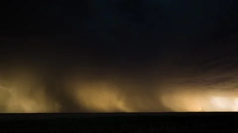 Peaceful Sunset Storm with Lightning Strikes Stock Footage 295189140