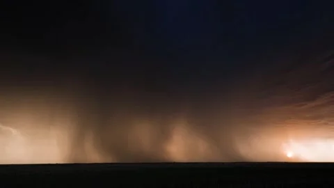 Peaceful Sunset Storm with Lightning Strikes Stock Footage 295189307