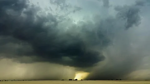 Peaceful Sunset Storm with Lightning Strikes Stock Footage 295189731