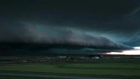 Peaceful Sunset Storm with Lightning Strikes Stock Footage 295190879