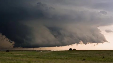 Peaceful Sunset Storm with Lightning Strikes Stock Footage 295191496