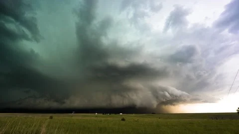 Peaceful Sunset Storm with Lightning Strikes Stock Footage 295191829