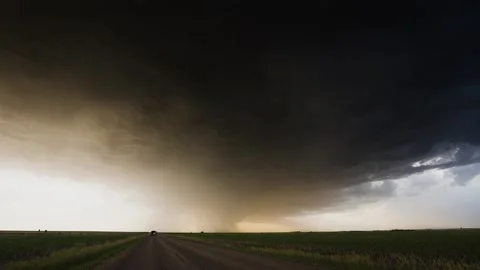 Peaceful Sunset Storm with Lightning Strikes Stock Footage 295191858