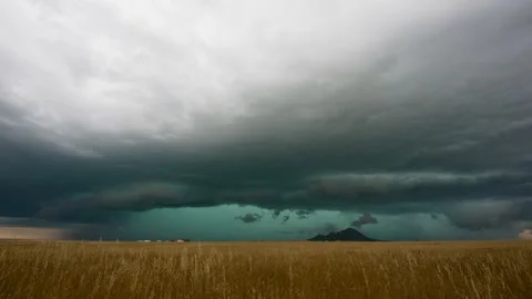 Peaceful Sunset Storm with Lightning Strikes Stock Footage 295192197
