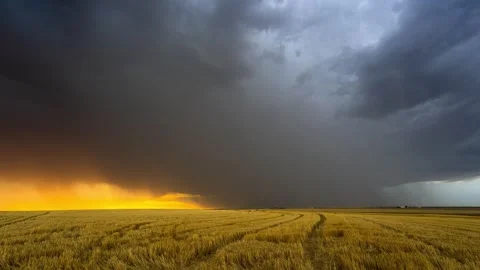 Peaceful Sunset Storm with Lightning Strikes Stock Footage 295943114